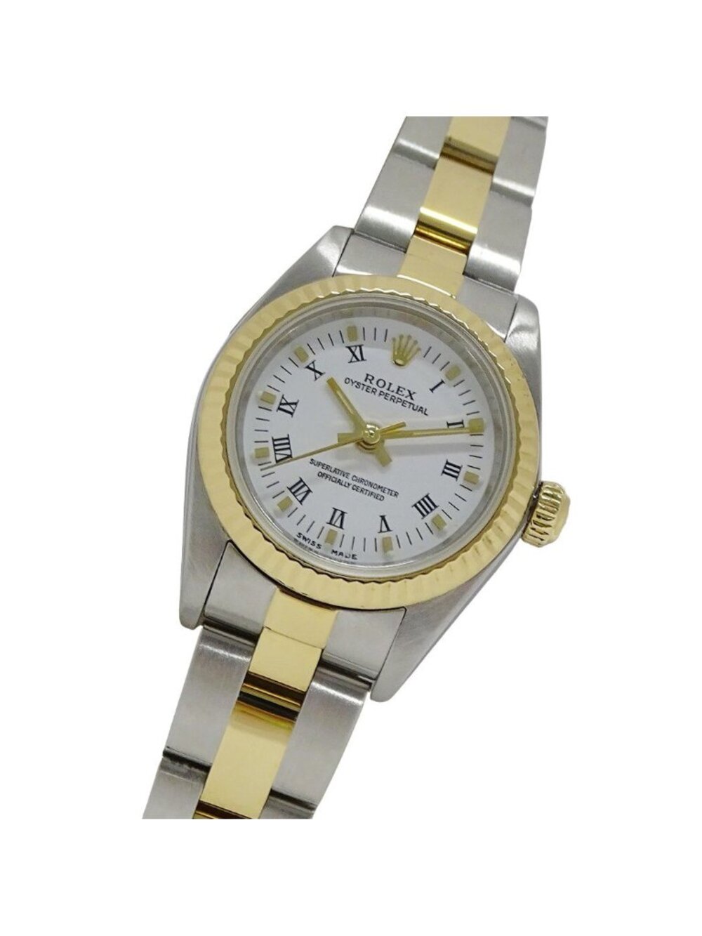 Rolex Oyster Perpetual Watch Automatic Stainless Steel Gold YG Combination White
